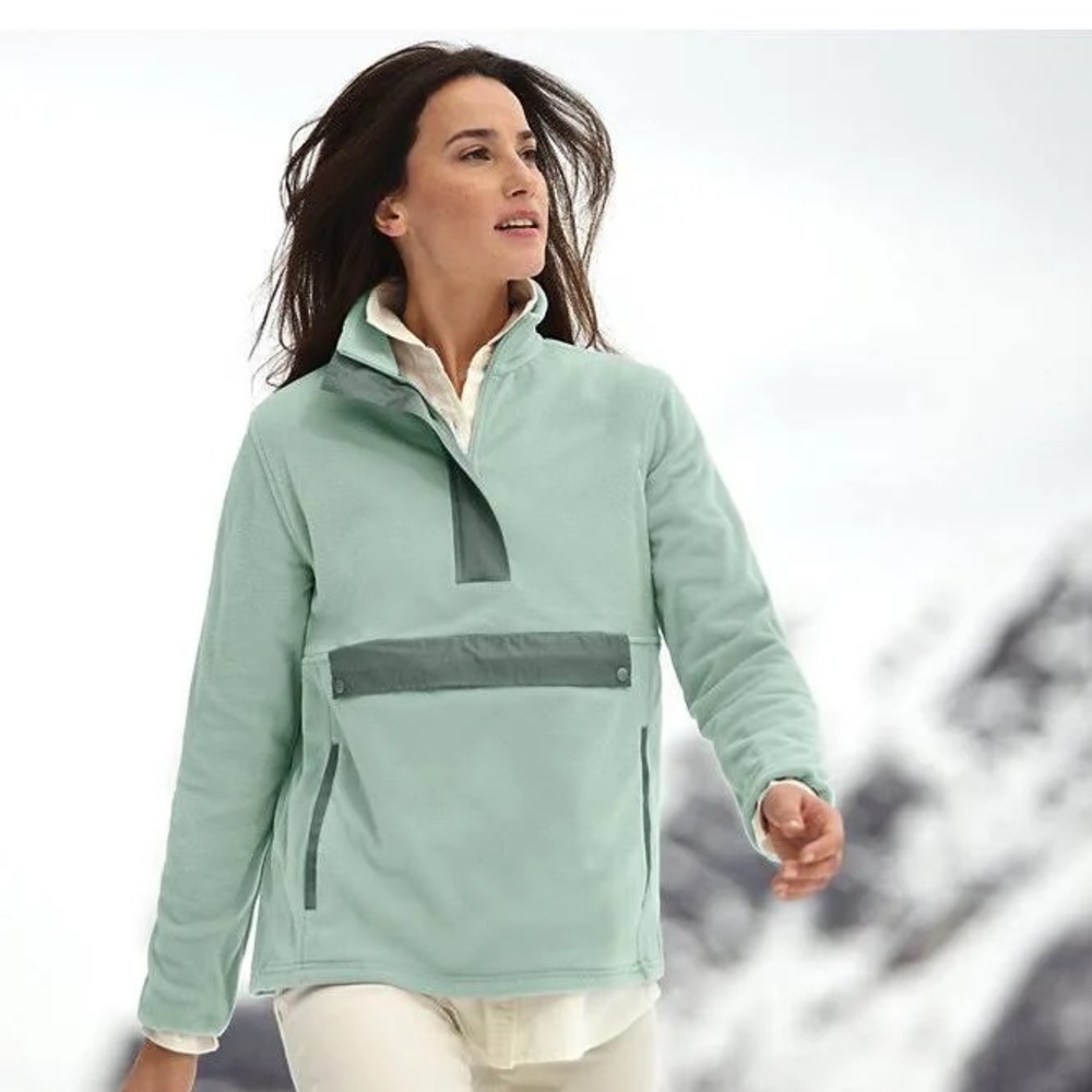 Land’s End. Fleece Anorak. Lilly Pond (Mint Green). Size Large (14-16).